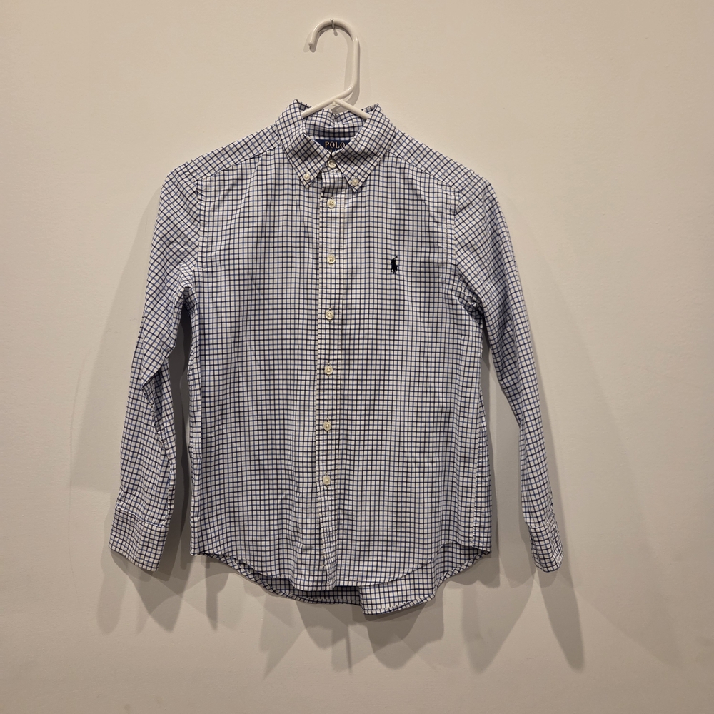 Ralph Lauren Blue and White Plaid Shirt